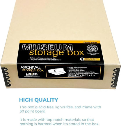 Lineco Museum Archival Storage Box, 8.75x10.75x3 in. Drop Front Design. - Image 5