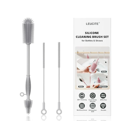 Silicone Cleaning Brush Kit, Water Bottle and Straw Cleaner Brush Set by Leucite