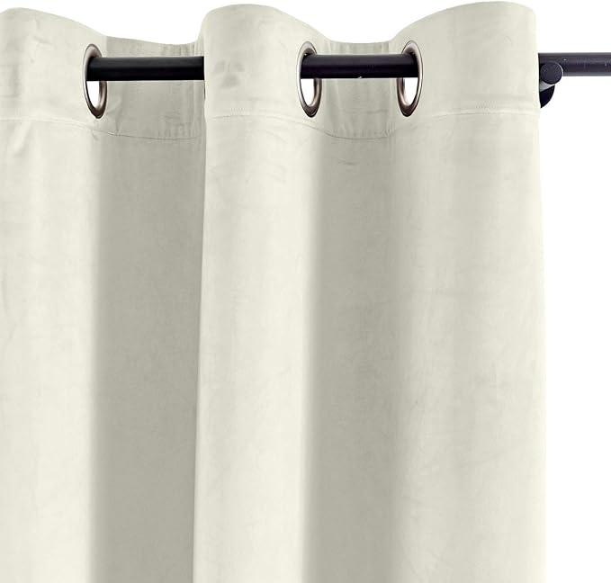 ChadMade Blackout Lined Premium Velvet Curtain Beige 50Wx120L Inch, Eyelet - Image 2