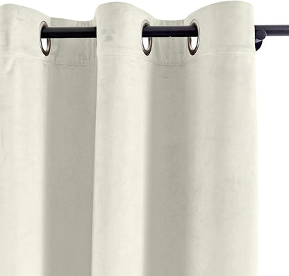 ChadMade Blackout Lined Premium Velvet Curtain Beige 50Wx120L Inch, Eyelet - Image 2