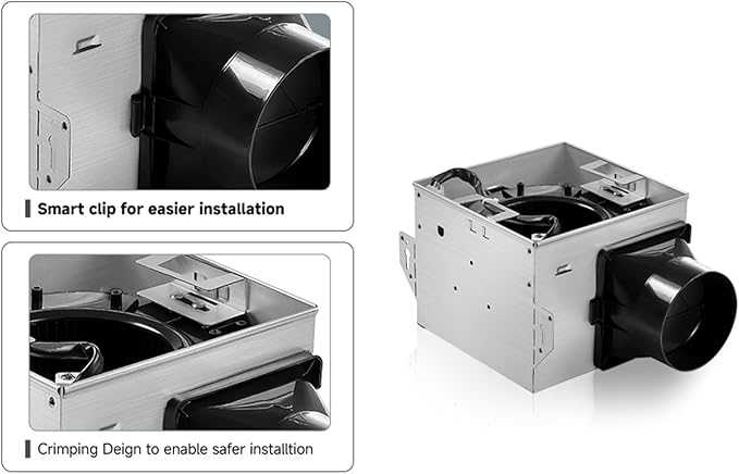 Tech Drive Bathroom Exhaust Fan 90 CFM, 1.2 Sone, 4-Inch Duct, No Attic Access - Image 4