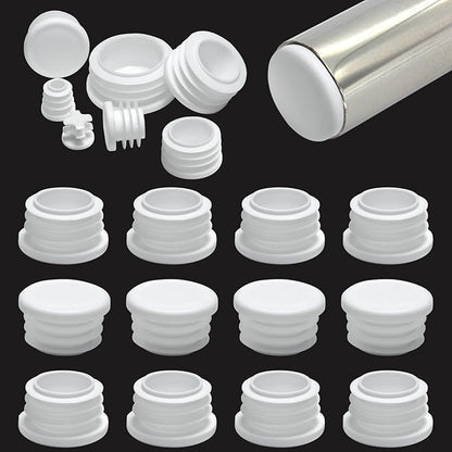 1-1/8" Plastic Hole Plugs White -Round Chair Leg Caps, Flush Mount Pipe Plugs by EASYEAH