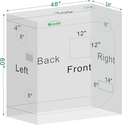 Indoor Grow Tent 48"x24"x60" 600D Mylar Hydroponic - Image 8