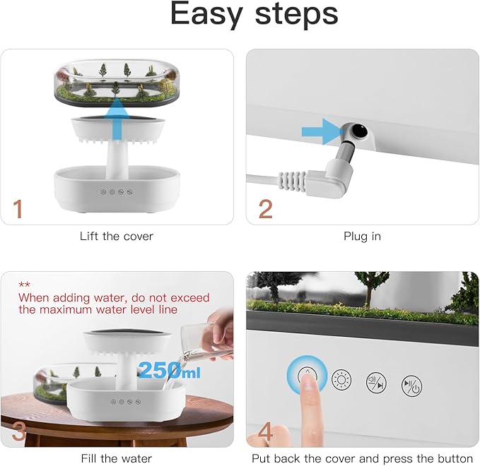 Essential Oil Diffuser 250ML Cloud Humidifier Rain Water Drip Diffuser - Image 7