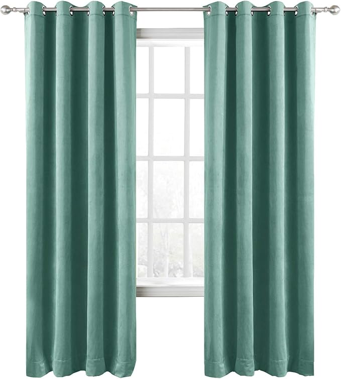ChadMade Extra Long Blackout Lined Premium Velvet Curtain Teal 72Wx120L Inch by ChadMade