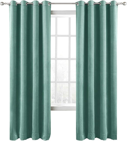 ChadMade Extra Long Blackout Lined Premium Velvet Curtain Teal 72Wx120L Inch by ChadMade