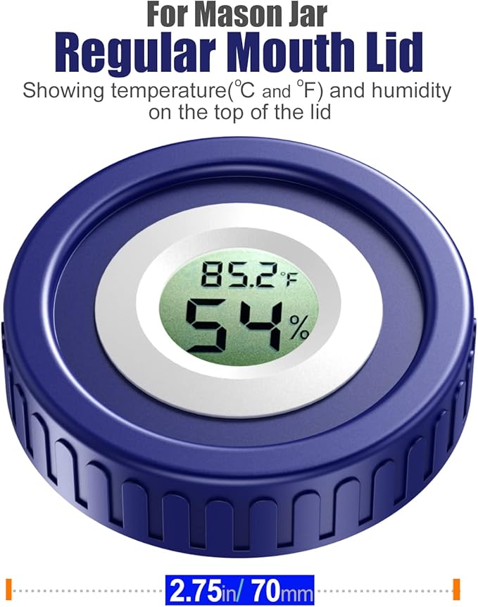 Mason Jar Lids Built-In Stash Hygrometer Herb Curing monitor fits all Wide - Image 2