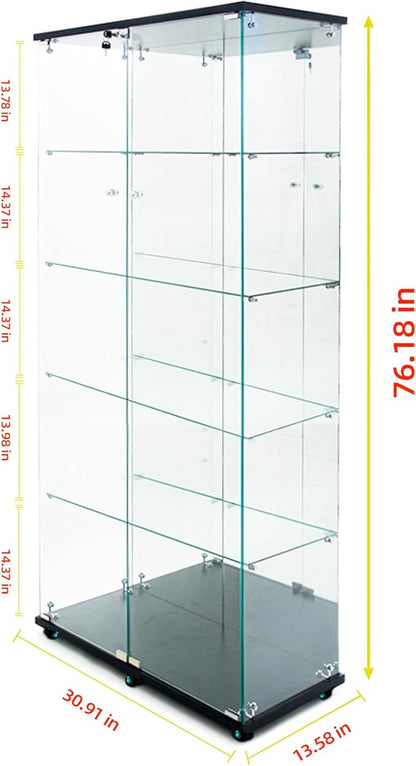 Yoluckea 5-Tier Glass Display Cabinet - Image 2