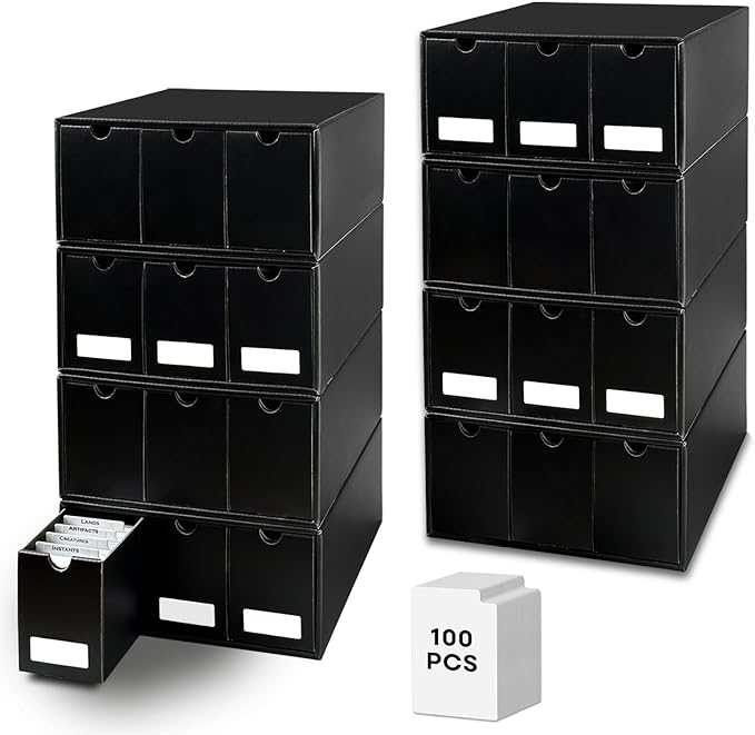 Trading Card Storage Box with 100 Dividers, Cardboard Collectors Cards by Fageverld