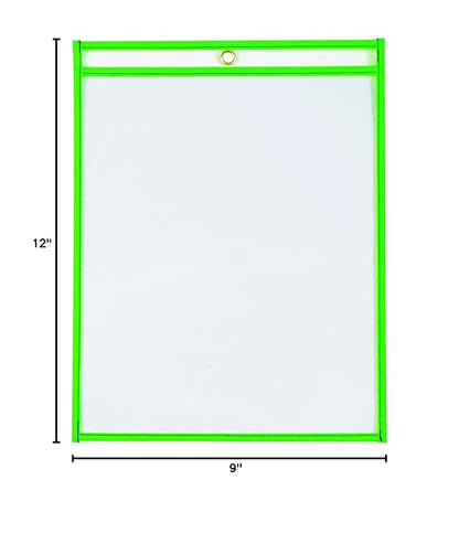 Box USA Neon Stitched Job Ticket Holders, Top Loading, 9 x 12", Reusable Vinyl - Image 2