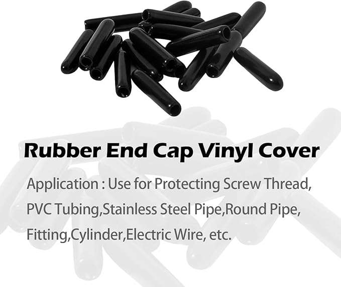 20 PCS Black Round Vinyl Rubber End Caps Kits, Flexible Screw Thread Protectors - Image 4