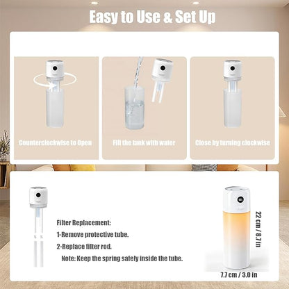Mini Humidifier for Bedroom, Dual Mist Rechargeable Travel Humidifier for Office - Image 8