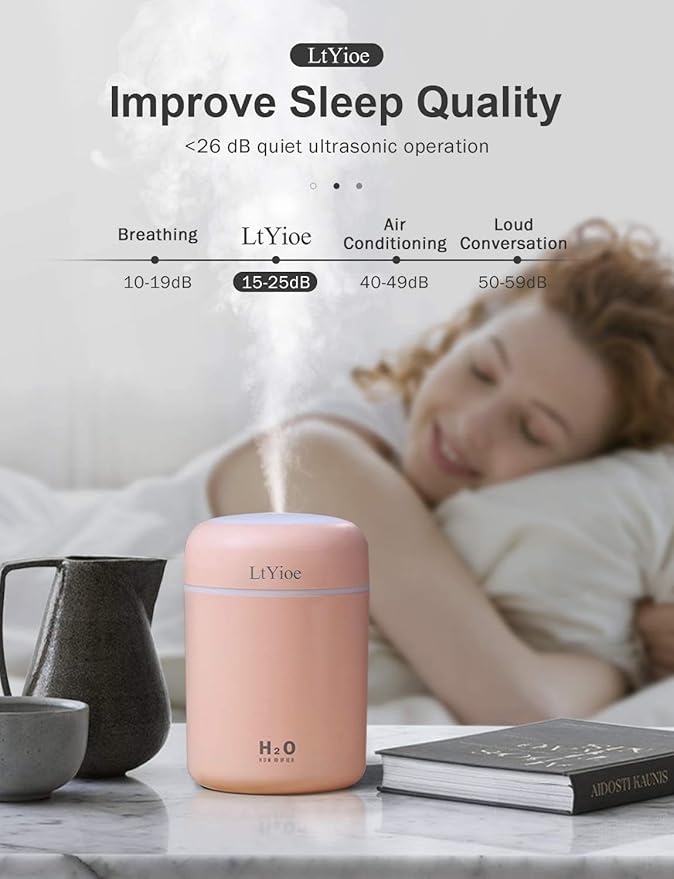 Colorful Cool Mini Humidifier, USB Personal Desktop Humidifier - Image 5