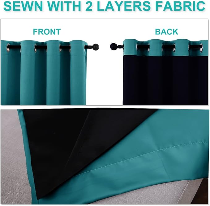 NICETOWN 100% Blackout Curtains 54 inches Long, Double-Deck Completely Blackout - Image 5