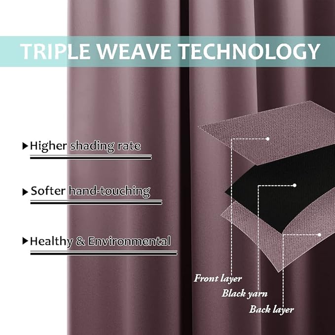 NICETOWN Thermal Insulated 100% Blackout Curtains, Noise Reducing Performance - Image 6