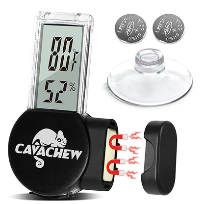 Magnetic Reptile Thermometer and Humidity Gauge, Digital Tank Thermometer by CAVACHEWReptileSupplies