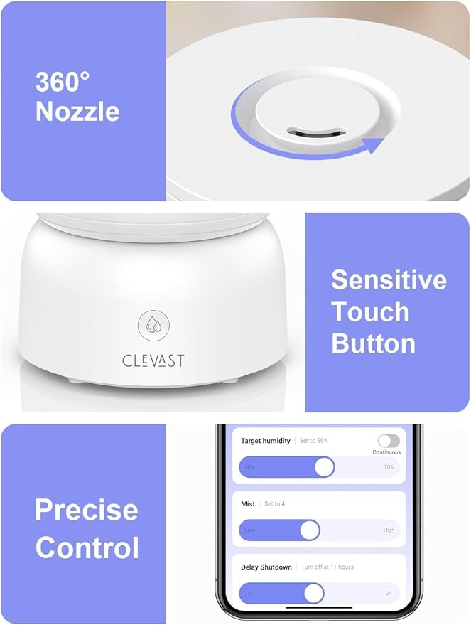 CLEVAST Smart Humidifiers for Bedroom, Top Fill 3L Cool Mist Quiet Ultrasonic - Image 9