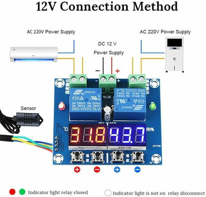 DC 12V XH-M452 Thermostat Dual Output Temperature Humidity Thermometer - Image 2