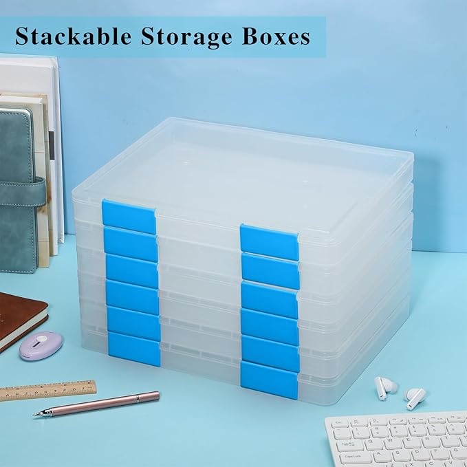 PerKoop 6 Pcs Clear Paper Storage Box A4 Plastic File Box Document Paper - Image 6