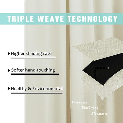 NICETOWN Thermal Insulated 100% Blackout Curtains, Noise Reducing Performance - Image 6