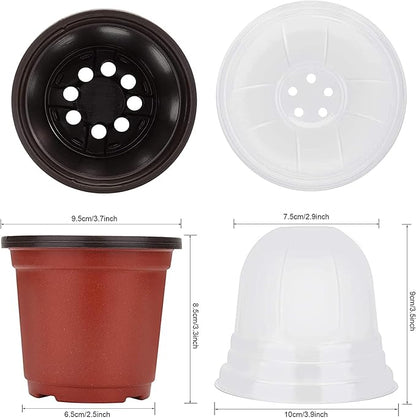 MIXC Plant Nursery Pots with Humidity Dome 4" Soft Transparent Plastic - Image 6