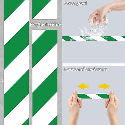 Hazard Tape - 2 Inch x 108 Feet Green & White Ultra-Adhesive Hazard Warning - Image 5