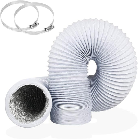 4Inch 10FT Long Flexible Aluminum Air Ducting, Heavy-Duty White 4 Layer Dryer by YIJUHOU