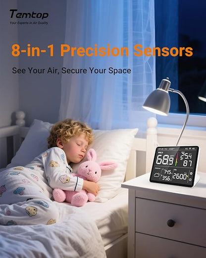 Temtop Air Quality Monitor Indoor PM2.5 CO2 Detector, 8-in-1 Smart Air Quality - Image 5