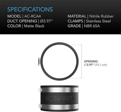 AC Infinity Noise Reduction Clamp 4-Inch, Duct Coupler - Image 5