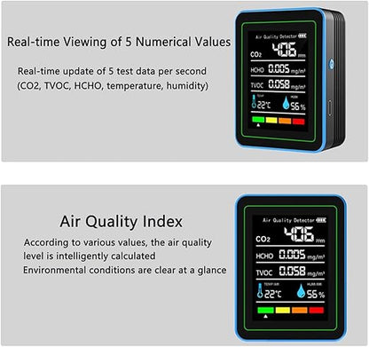 5-in-1 Professional Indoor Air Quality Monitor Indoor Portable CO2 Monitor | - Image 8