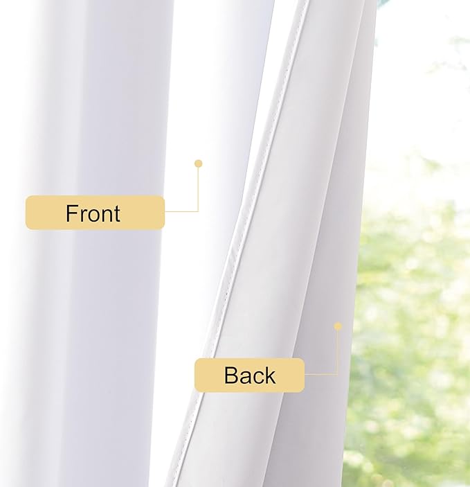 NICETOWN Bedroom 100% Blackout Curtains, 2 Panels, 42 by 54, Snow White - Image 6
