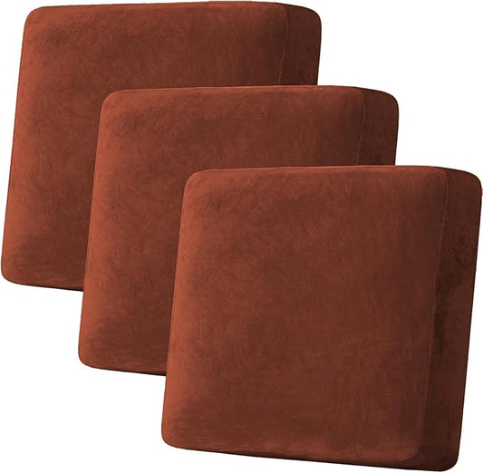 H.VERSAILTEX Velvet Stretch Couch Cushion Cover Plush Cushion Slipcover by HVERSAILTEX