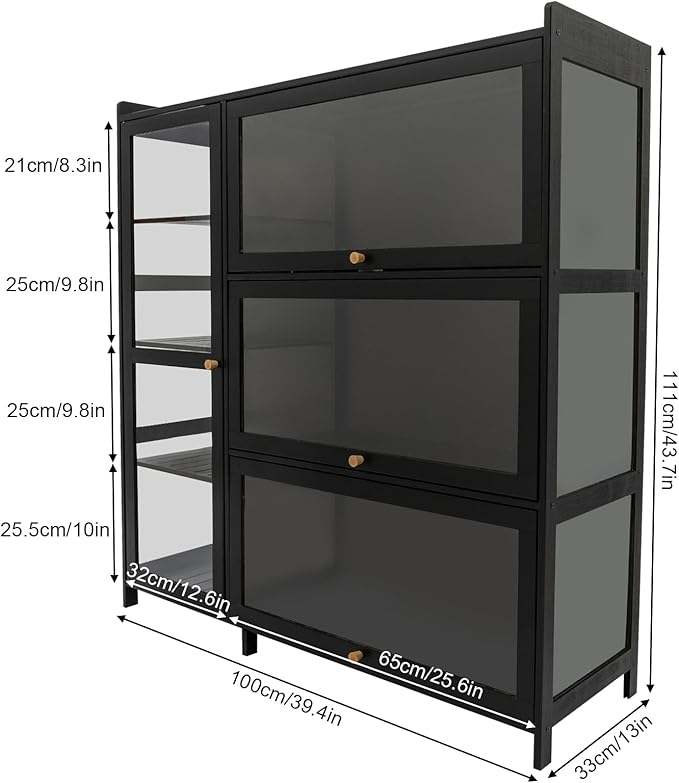 Display Cabinet with Acrylic Doors, 7 Storage Spaces Storage Cabinet & Curio - Image 2