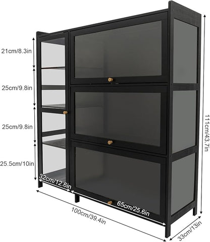 Display Cabinet with Acrylic Doors, 7 Storage Spaces Storage Cabinet & Curio - Image 2