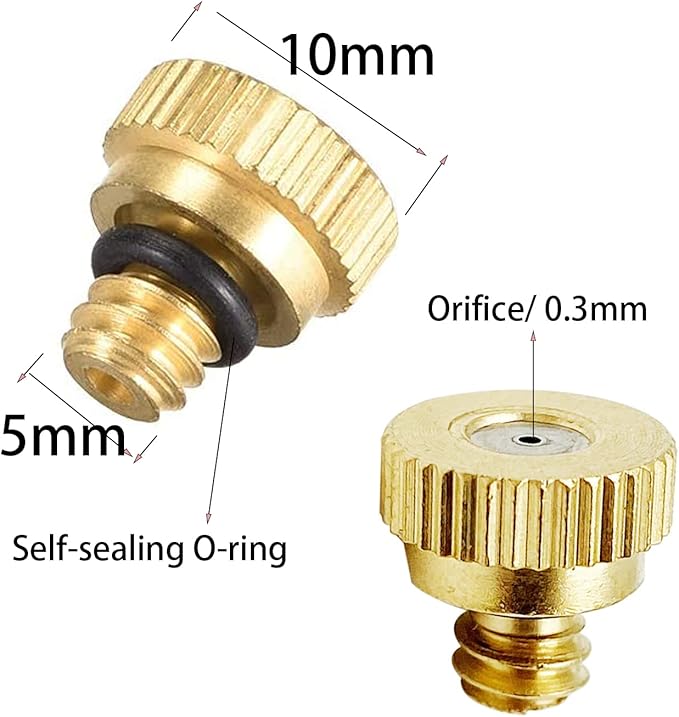 20 Pack Brass Misting Nozzles Tees, Brass Spray Nozzles - Image 2