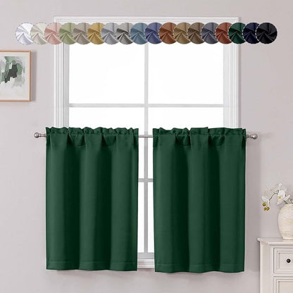 Chyhomenyc Ever Green Short Blackout Curtains 30 Inch Length, Small Kitchen by Chyhomenyc
