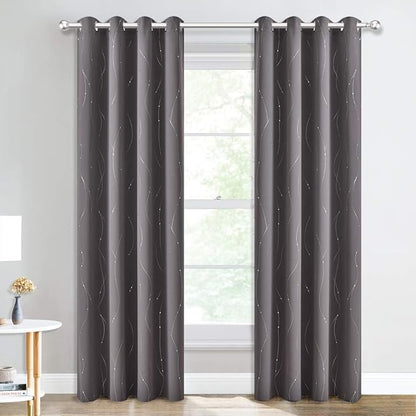 NICETOWN Blackout Curtains for Bedroom, Foil Printed Wave Lines - Image 2