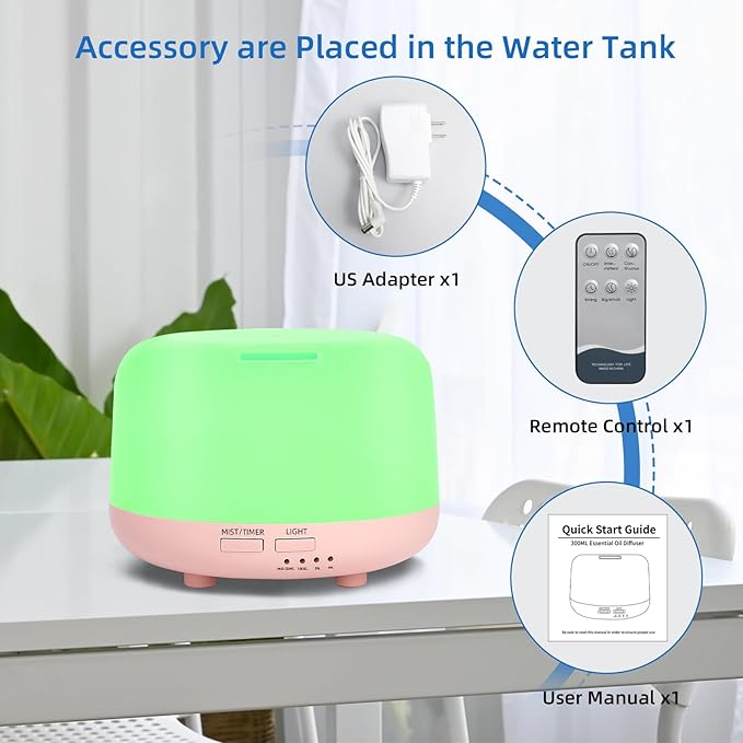 300ML Essential Oil Diffuser, Cool Mist Small Diffuser - Image 5
