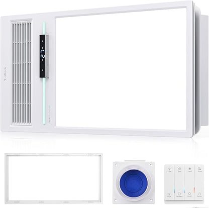 Bathroom Fan with Light and 1800W Heater, 160 CFM Ventilation, Remote Control by VallisCo