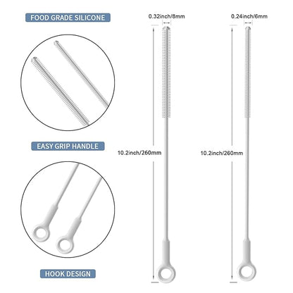 Reusable Silicone Straw Cleaner Brush Set, Flexible&Bendable Design, Dishwasher - Image 2