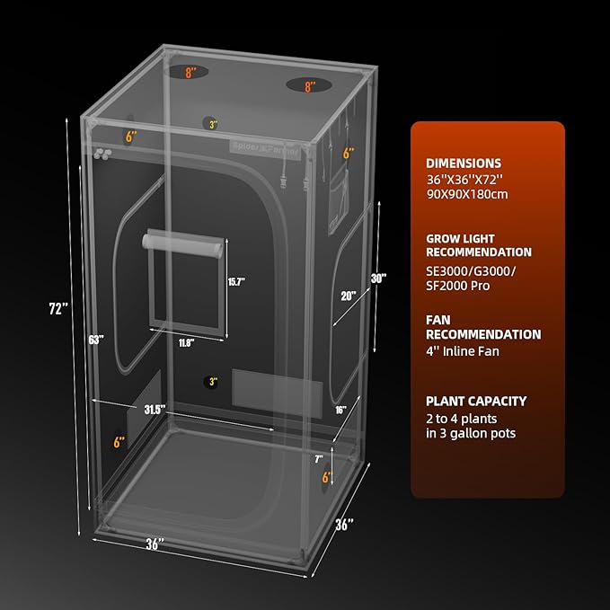 Spider Farmer 3x3 Grow Tent 2025 New, - Image 8