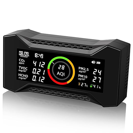 8-in-1 Air Quality Monitor Indoor, CF-20 Portable Air Quality Tester CO2 by Simbow
