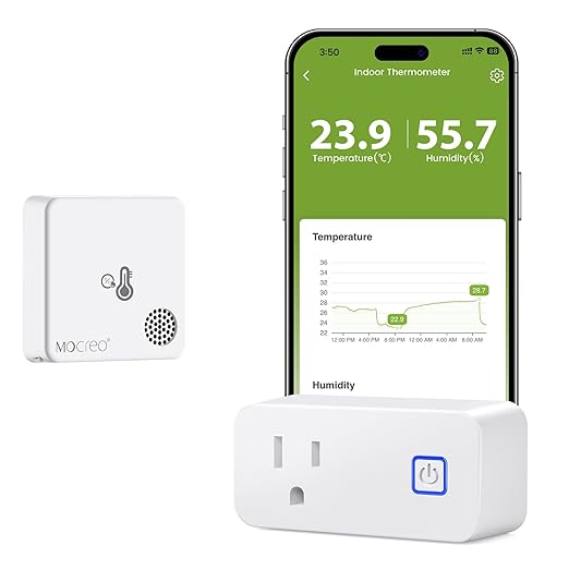 MOCREO WiFi Room Thermometer Hygrometer, Remote App Email Alert, 2 Years Data by MOCREO