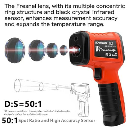 50:1 Infrared Thermometer Gun, -58°F to 2732°F Non-Contact Laser Temperature Gun - Image 6