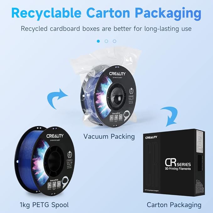 Creality PETG Filament 1.75mm Transparent Blue, 3D Printer Filament No-Tangling - Image 6