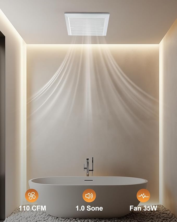 GROWNEER Bathroom Exhaust Fan, 110 CFM 1.0 Sone Bathroom Fan No Attic Access - Image 4