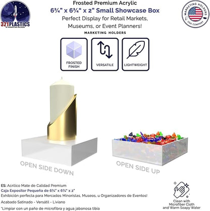 Frosted Acrylic Display Box Versatile 5 Sided Pedestal 6.75" x 6.75" x 2" - Image 3