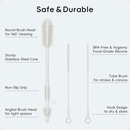 Silicone Cleaning Brush Kit, Water Bottle and Straw Cleaner Brush Set - Image 2