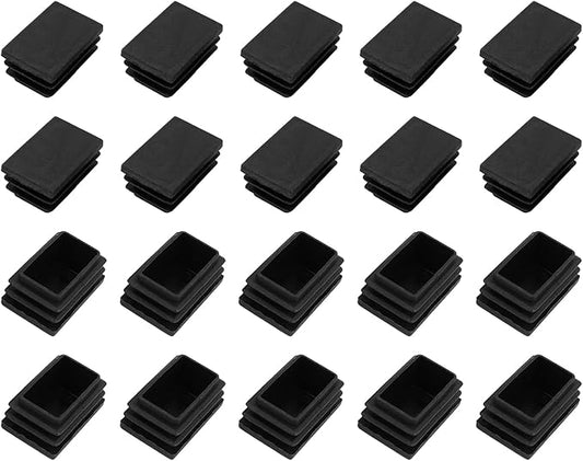 METALLIXITY Rectangle End Caps 24Pcs, Plastic Rectangle Tube Inserts Threaded by METALLIXITY