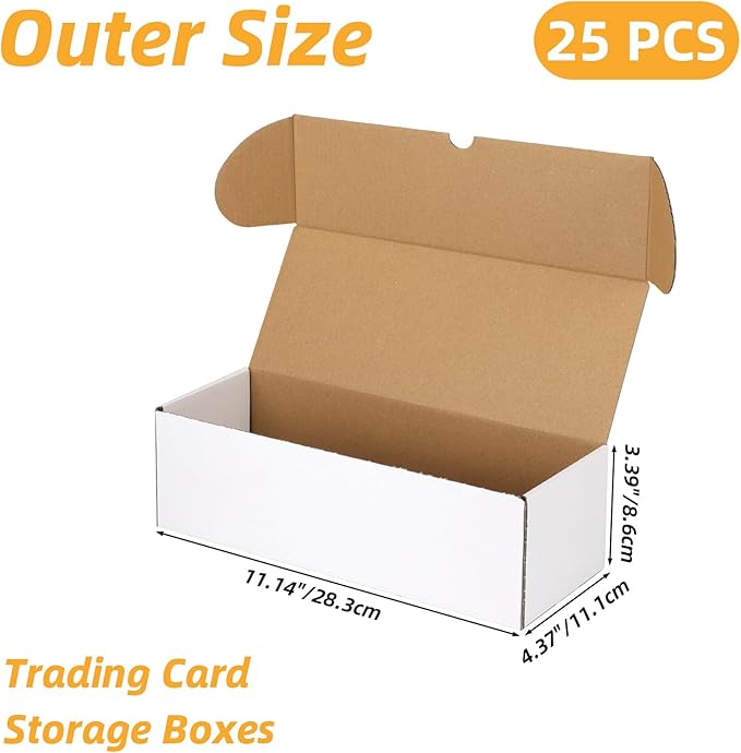 Bulk 300 Capacity Card Toploaders Storage Box, in Total 25 Pack Brown White - Image 3